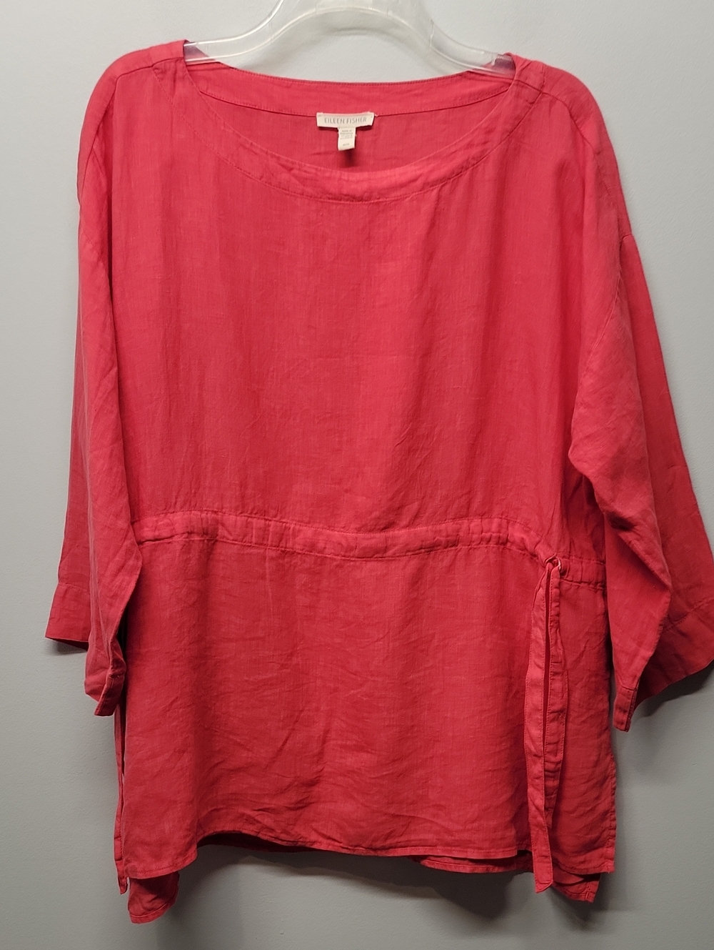 Eileen Fisher Garment dyed handkerchief linen drawstring top medium